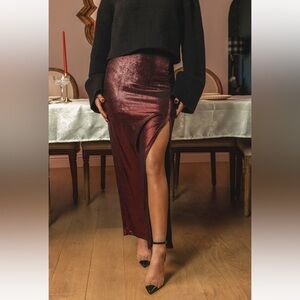 CUPSHE x JoJo Red Wine Maxi Skirt - M